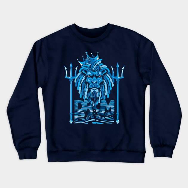 Water Element Bass Lion Crewneck Sweatshirt by FAKE NEWZ DESIGNS